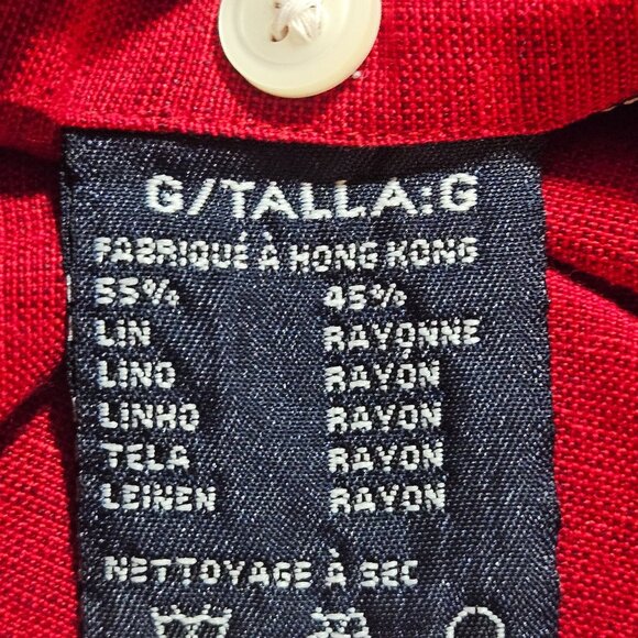 Valentines Nautica Red Short Sleeve Button-Up Shirt Mens L 55% Linen 45% Rayon - Picture 11 of 12